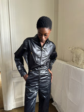 Load image into Gallery viewer, 1970s black satin jumpsuit