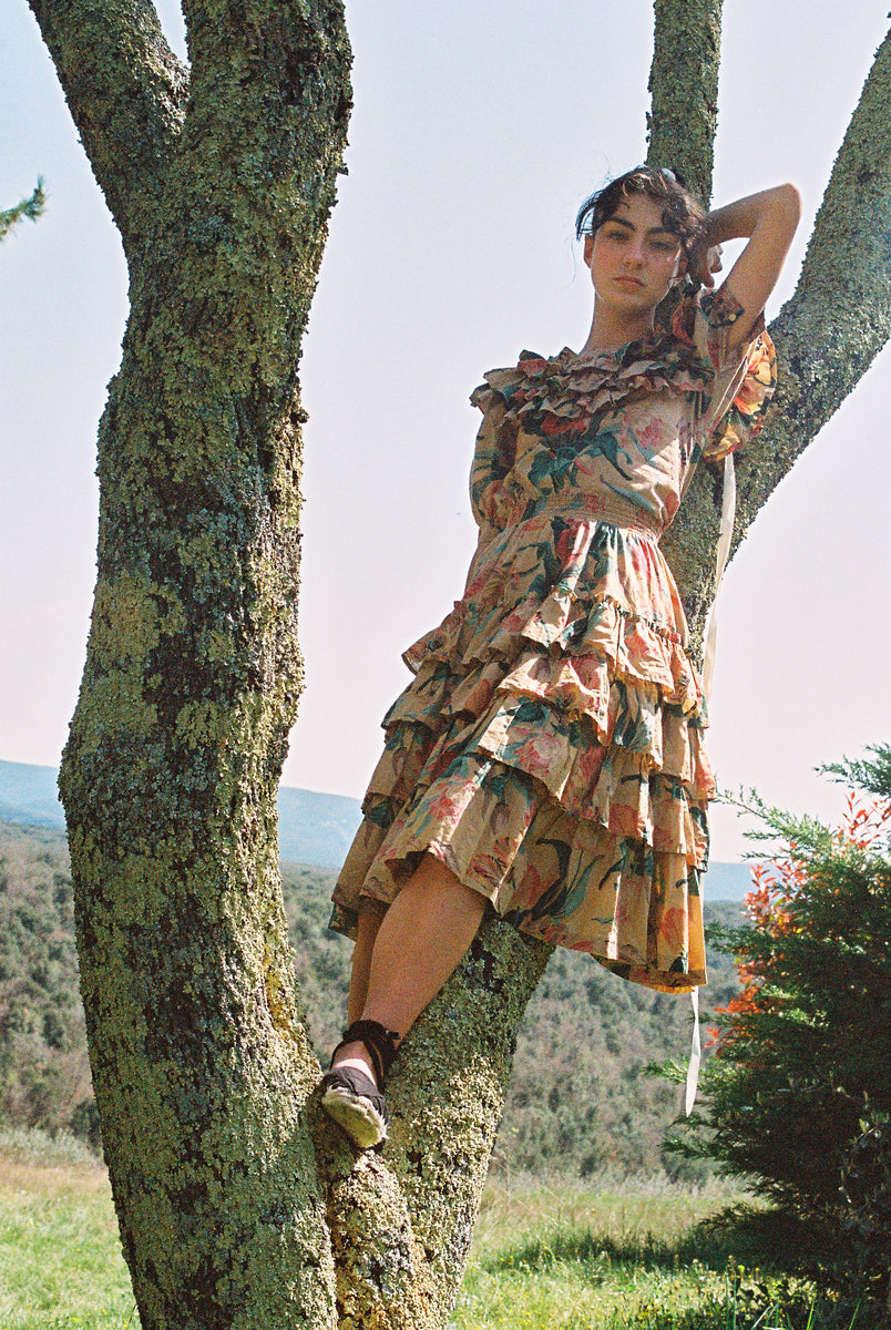 80s KENZO Vintage Cotton Gather Skirt 仏製 80s Vintage KENZO Paris Women Butterfly Top EU 40 or Skirt