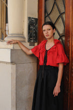 Load image into Gallery viewer, 1970s Yves Saint Laurent red ruffled blouse