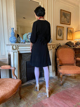 Load image into Gallery viewer, 1970s Bus Stop black crepe dress