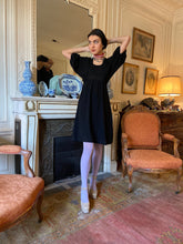 Load image into Gallery viewer, 1970s Bus Stop black crepe dress