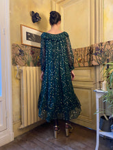 Load image into Gallery viewer, 1970s handmade green & gold chiffon set