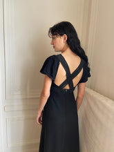 Load image into Gallery viewer, 1970s black cross back dress
