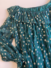 Load image into Gallery viewer, 1970s handmade green & gold chiffon set