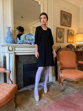 Load image into Gallery viewer, 1970s Bus Stop black crepe dress