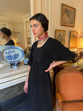 Load image into Gallery viewer, 1970s Bus Stop black crepe dress