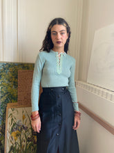 Load image into Gallery viewer, 1970s deadstock sea green lace up sweater