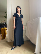 Load image into Gallery viewer, 1970s black cross back dress