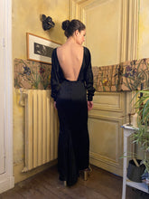 Load image into Gallery viewer, 1970s Georges Rech satin open back gown