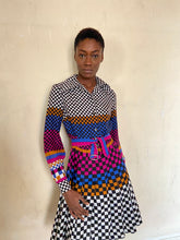 Load image into Gallery viewer, 1970s optic print dress