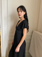 Load image into Gallery viewer, 1970s black cross back dress