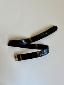 1980s dark brown crocodile belt