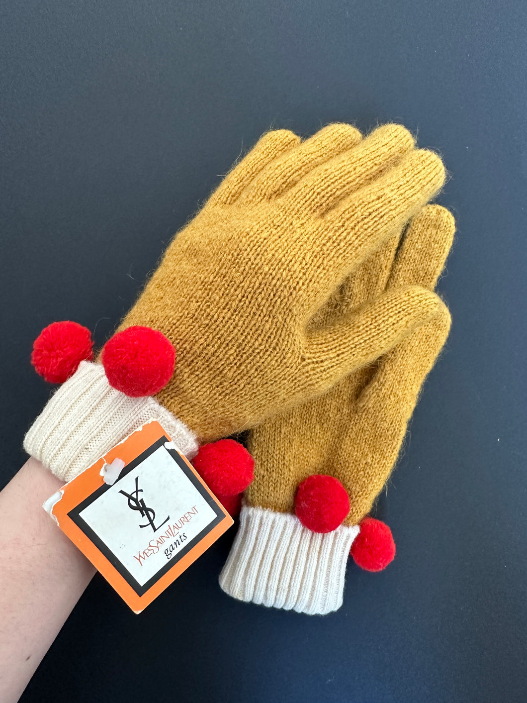 deadstock Yves Saint Laurent knit gloves