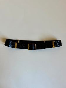 1980s dark brown crocodile belt