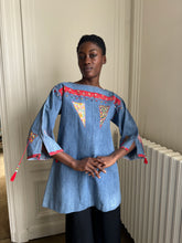 Load image into Gallery viewer, 1970s denim patchwork tunic
