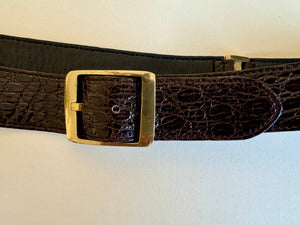 1980s dark brown crocodile belt