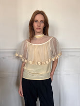 Load image into Gallery viewer, 1970s silk &amp; embroidered capelet blouse
