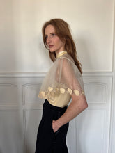 Load image into Gallery viewer, 1970s silk &amp; embroidered capelet blouse
