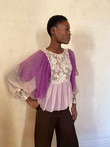 1970s pieced chiffon blouse