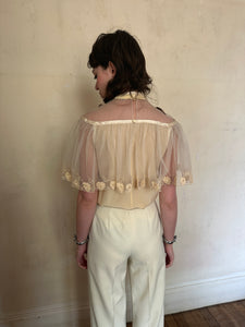 1970s tulle capelet blouse
