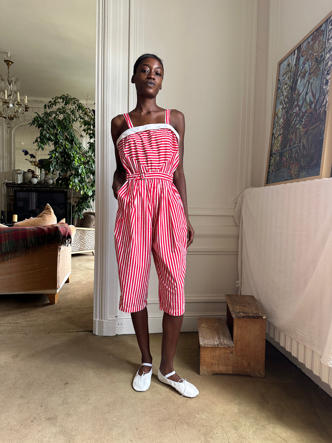 1980s striped jumpsuit
