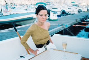 1980s Dorothée Bis one sleeve gold sweater