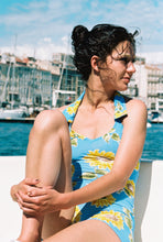 Load image into Gallery viewer, 1990s sunflower collared swimsuit
