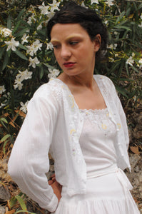 1970s Emmanuelle Khanh white beaded and embroidered 3 pieces set