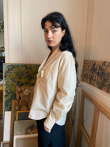 1980s Kenzo cream pleated blouse