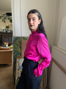 1980s Krizia pink silk blouse
