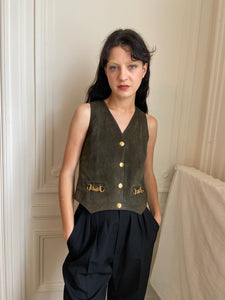1970s Céline green suede vest