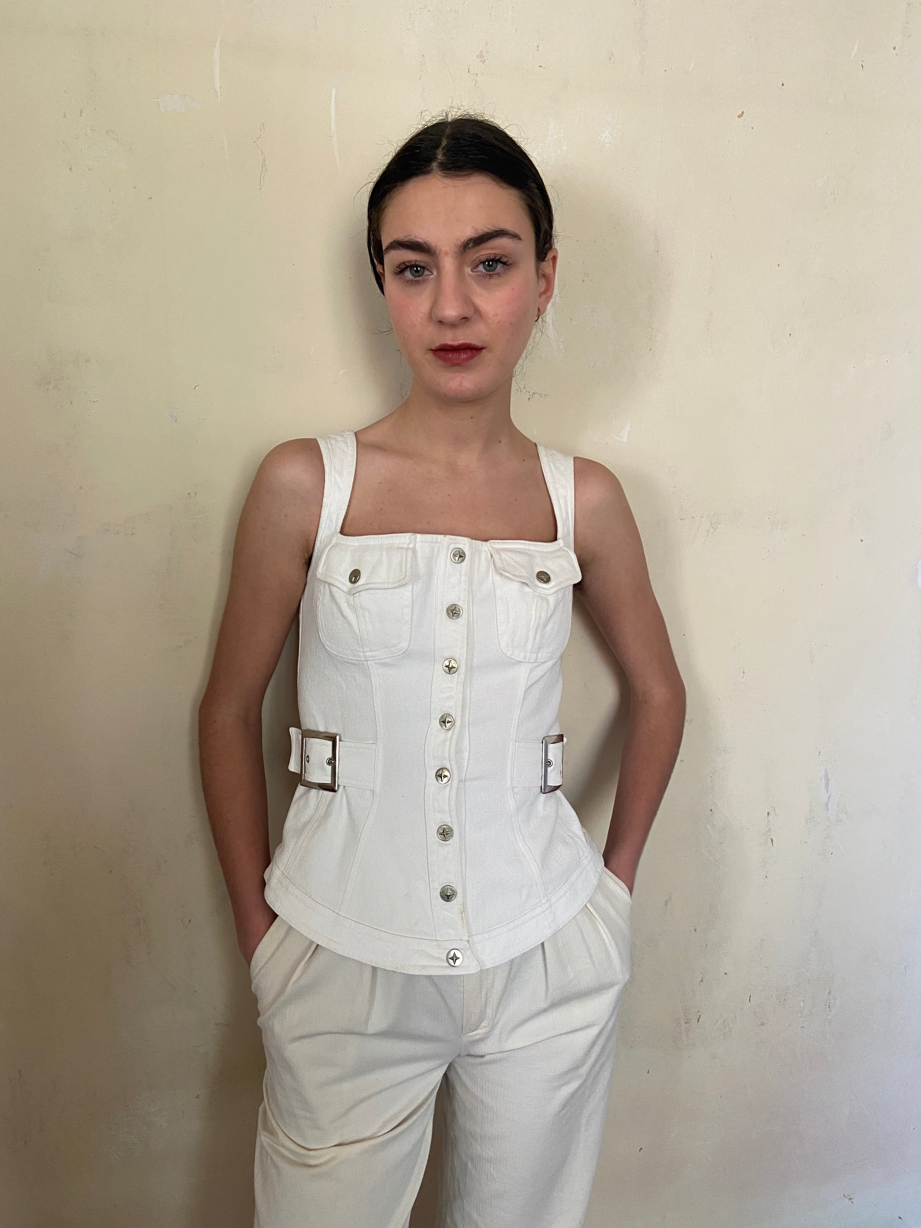 Corset tank top in white - Mugler