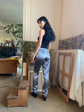 Load image into Gallery viewer, 1970s Ted Lapidus silver silk pants
