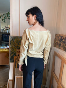 1970s Yves Saint Laurent beige suede blouse