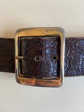 Load image into Gallery viewer, 1970s brown crocodile leather belt
