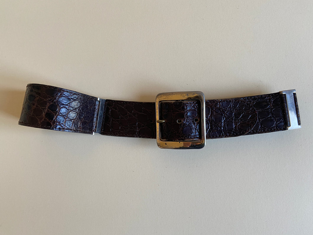 1970s brown crocodile leather belt