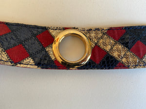 1970s snakeskin and leather patchwork belt