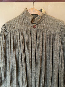 1970s pleated tweed coat