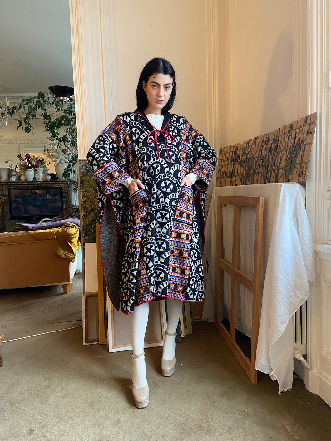 AW 1976-77 documented Bill Gibb byzantine knit cape