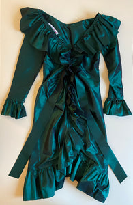 FW 1981-82 Yves Saint Laurent silk taffeta ruffled dress