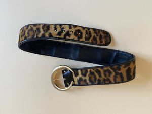 1990s leopard faux fur belt