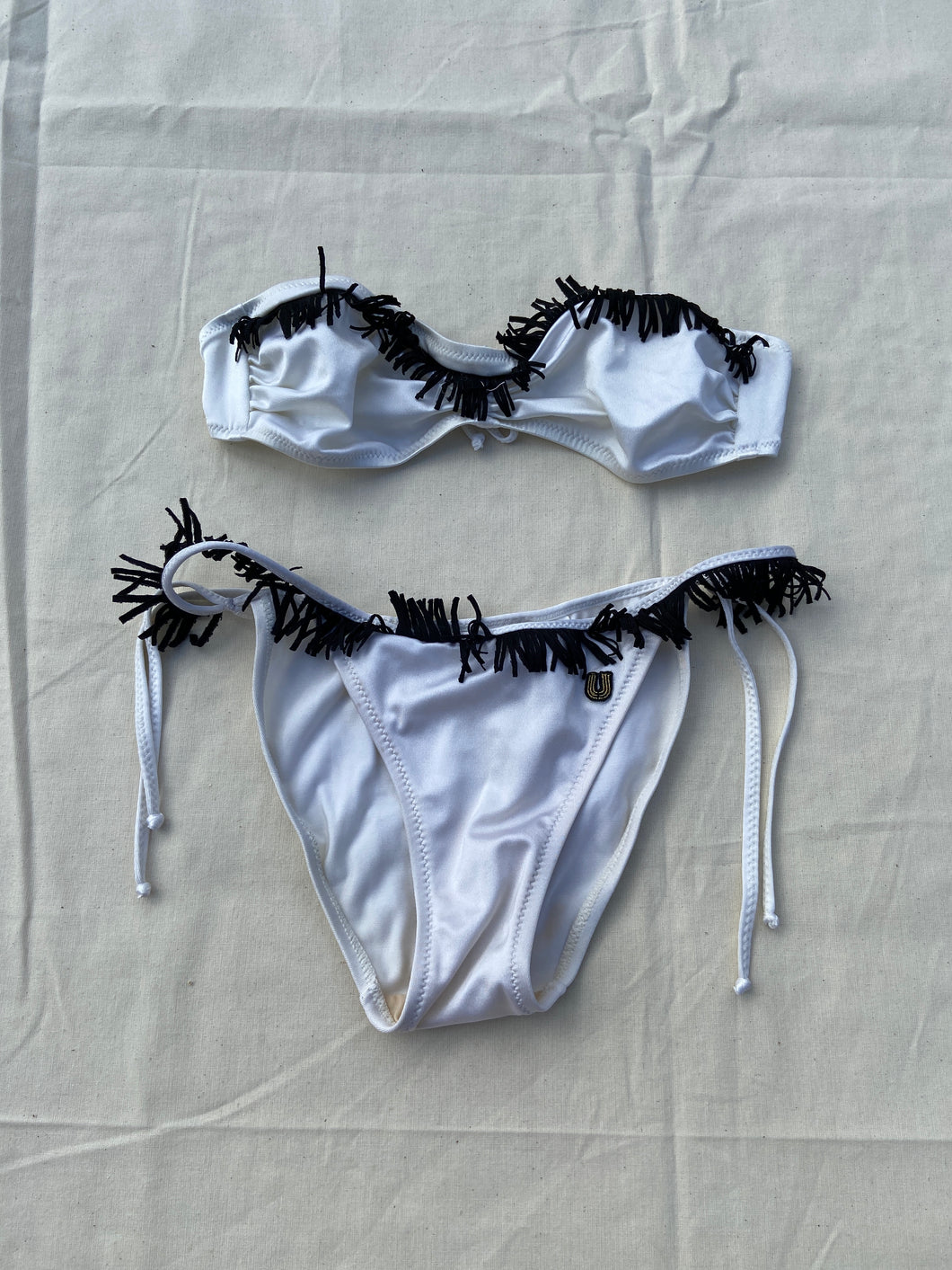 1970s Ungaro white fringed swimsuit