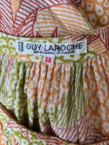 1970s Guy Laroche pineapple print gauze tunic