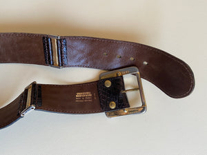 1970s brown crocodile leather belt