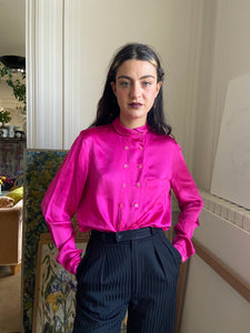 1980s Krizia pink silk blouse