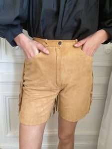 1990s suede fringed shorts