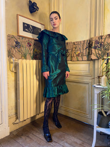 FW 1981-82 Yves Saint Laurent silk taffeta ruffled dress