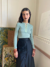 Load image into Gallery viewer, 1970s deadstock sea green lace up sweater
