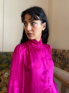 1970s Ted Lapidus hot pink blouse