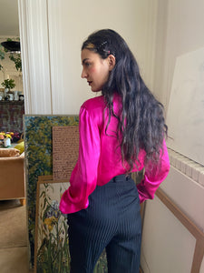 1980s Krizia pink silk blouse